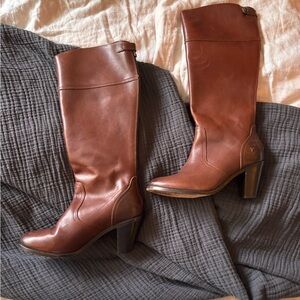 Trask Brown Leather Knee-High Heeled Boots